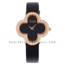 Alhambra Watch 30.2mm Black Dial in Rose Gold
