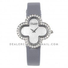 Alhambra Watch 30.2mm MOP Dial in Steel with Diamond on Grey Strap