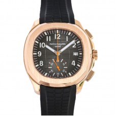 Aquanaut 5968G Black Dial on Black Rubber Strap in Rose Gold
