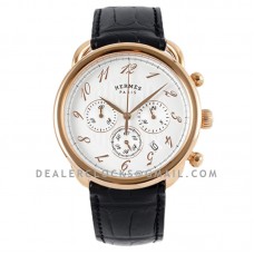 Arceau Chronographe 43 White Dial in Rose Gold on Black Leather Strap Arceau Chronographe 43 White Dial in Rose Gold on Black Leather Strap