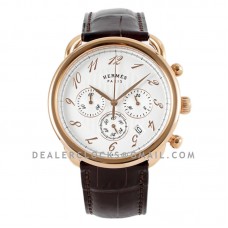 Arceau Chronographe 43 White Dial in Rose Gold on Brown Leather Strap Arceau Chronographe 43 White Dial in Rose Gold on Brown Leather Strap