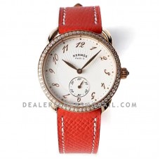 Arceau Petite White Dial in Rose Gold on Orange Epsom Leather Strap Arceau Petite White Dial in Rose Gold on Orange Epsom Leather Strap