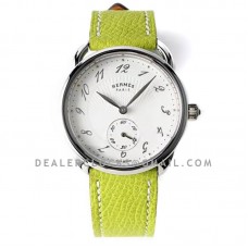 Arceau Petite White Dial in Steel on Light Green Epsom Leather Strap Arceau Petite White Dial in Steel on Light Green Epsom Leather Strap