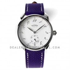 Arceau Petite White Dial in Steel on Purple Epsom Leather Strap Arceau Petite White Dial in Steel on Purple Epsom Leather Strap