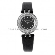 B.Zero Black Dial with Diamond Bezel in Steel on Black Leather Strap B.Zero Black Dial with Diamond Bezel in Steel on Black Leather Strap