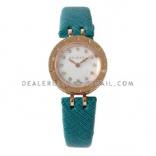 B.Zero MOP Dial in Rose Gold on Cyan Leather Strap B.Zero MOP Dial in Rose Gold on Cyan Leather Strap