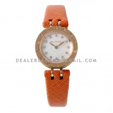 B.Zero MOP Dial in Rose Gold on Orange Leather Strap B.Zero MOP Dial in Rose Gold on Orange Leather Strap