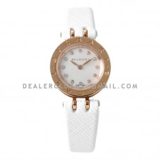 B.Zero MOP Dial in Rose Gold on White Leather Strap B.Zero MOP Dial in Rose Gold on White Leather Strap