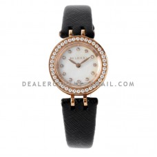 B.Zero MOP Dial with Diamond Bezel in Rose Gold on Black Leather Strap