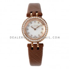 B.Zero MOP Dial with Diamond Bezel in Rose Gold on Brown Leather Strap