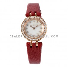 B.Zero MOP Dial with Diamond Bezel in Rose Gold on Red Leather Strap