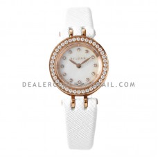 B.Zero MOP Dial with Diamond Bezel in Rose Gold on White Leather Strap