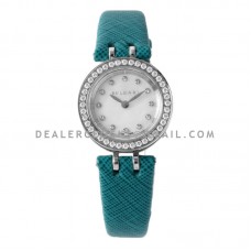 B.Zero MOP Dial with Diamond Bezel in Steel on Cyan Leather Strap
