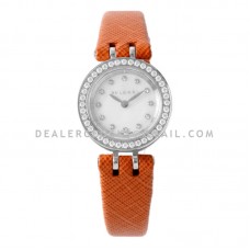 B.Zero MOP Dial with Diamond Bezel in Steel on Orange Leather Strap