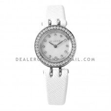 B.Zero MOP Dial with Diamond Bezel in Steel on White Leather Strap