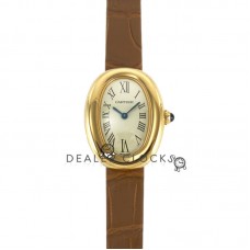 Baignoire Watch Mini Silver Dial in Yellow Gold on Brown Leather Strap Baignoire Watch Mini Silver Dial in Yellow Gold on Brown Leather Strap
