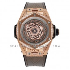 Big Bang Unico Sang Bleu in Rose Gold with Diamond Bezel on Brown Leather Strap Big Bang Unico Sang Bleu in Rose Gold with Diamond Bezel on Brown Leather Strap