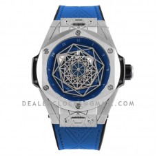 Big Bang Unico Sang Bleu in Steel on Blue Leather Strap Big Bang Unico Sang Bleu in Steel on Blue Leather Strap
