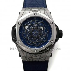 Big Bang Unico Sang Bleu in Titanium on Blue Leather Strap Big Bang Unico Sang Bleu in Titanium on Blue Leather Strap
