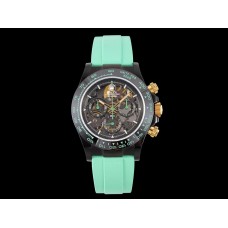 Blaken Daytona Skeleton Dial in PVD on Avocado Green Rubber Strap