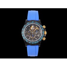 Blaken Daytona Skeleton Dial in PVD on Blue Rubber Strap