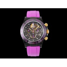 Blaken Daytona Skeleton Dial in PVD on Purple Rubber Strap