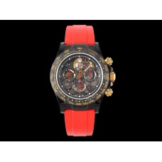 Blaken Daytona Skeleton Dial in PVD on Red Rubber Strap