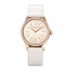Calatrava 4997 White Dial in Rose Gold on White Leather Strap