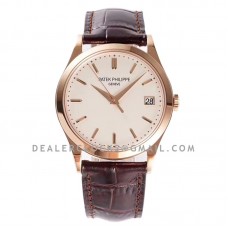 Calatrava 5296R White Dial in Pink Gold