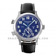 Calatrava Pilot Travel Time 5524G Blue Dial in White Gold