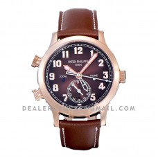 Calatrava Pilot Travel Time 5524R Brown Dial in Rose Gold