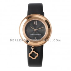 Charms Watch 32m Black Dial in Rose Gold on Black Strap