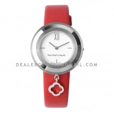 Charms Watch 32m White Dial in Steel on Red Strap