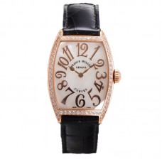 Cintree Curve MOP Dial in Rose Gold on Black Leather Strap