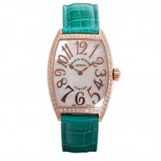 Cintree Curve MOP Dial in Rose Gold on Green Leather Strap