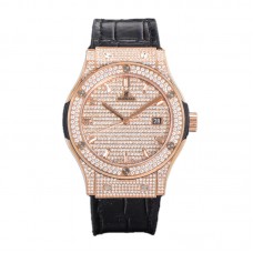 Classic Fusion Automatic 42mm Diamond Paved Dial in Rose Gold on Brown Leather Strap Classic Fusion Automatic 42mm Diamond Paved Dial in Rose Gold on Brown Leather Strap