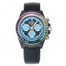 DIW Daytona Rainbow Blue Carbon in Black Rubber Strap