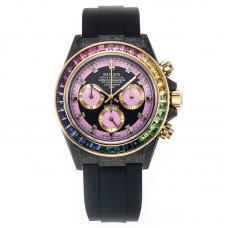 DIW Daytona Rainbow Pink Carbon in Black Rubber Strap