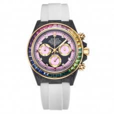 DIW Daytona Rainbow Pink Carbon in White Rubber Strap