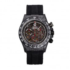 DIW Daytona Skeleton Dial in Carbon with Red Hands on Black Nylon Strap