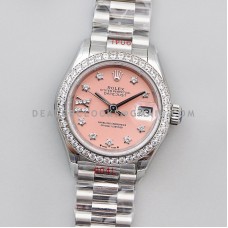 Datejust 28 279384RBR Pink Dial Diamond Markers in Steel Datejust 28 279384RBR Pink Dial Diamond Markers in Steel