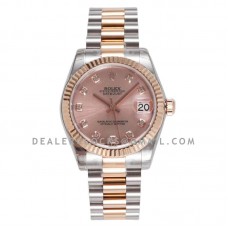 Datejust 31 Rose Dial Diamond Markers in Everose Gold/Steel on President Bracelet Datejust 31 Rose Dial Diamond Markers in Everose Gold/Steel on President Bracelet