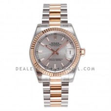 Datejust 31 Silver Dial Diamond Markers in Everose Gold/Steel on President Bracelet Datejust 31 Silver Dial Diamond Markers in Everose Gold/Steel on President Bracelet