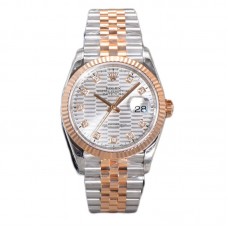 Datejust 36 126231 Silver Motif Dial with Stick Marker in Steel/Rose Gold in Jubilee Datejust 36 126231 Silver Motif Dial with Stick Marker in Steel/Rose Gold in Jubilee