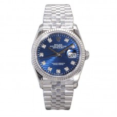 Datejust 36 126234 Blue Motif Dial with Diamond Marker in Steel in Jubilee Datejust 36 126234 Blue Motif Dial with Diamond Marker in Steel in Jubilee