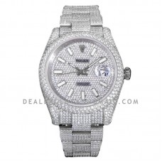 Datejust 41 126334 Diamond Paved Dial with Stick Markers in Steel