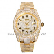 Datejust 41 126334 Diamond Paved Dial with Arabic Markers in Yellow Gold