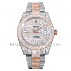 Datejust 41 126334 Diamond Paved Dial with Stick Markers in Rose Gold