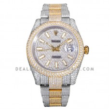 Datejust 41 126334 Diamond Paved Dial with Stick Markers in Yellow Gold