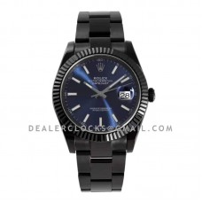 Datejust 41 Blue Dial with Stick Markers in PVD Black
